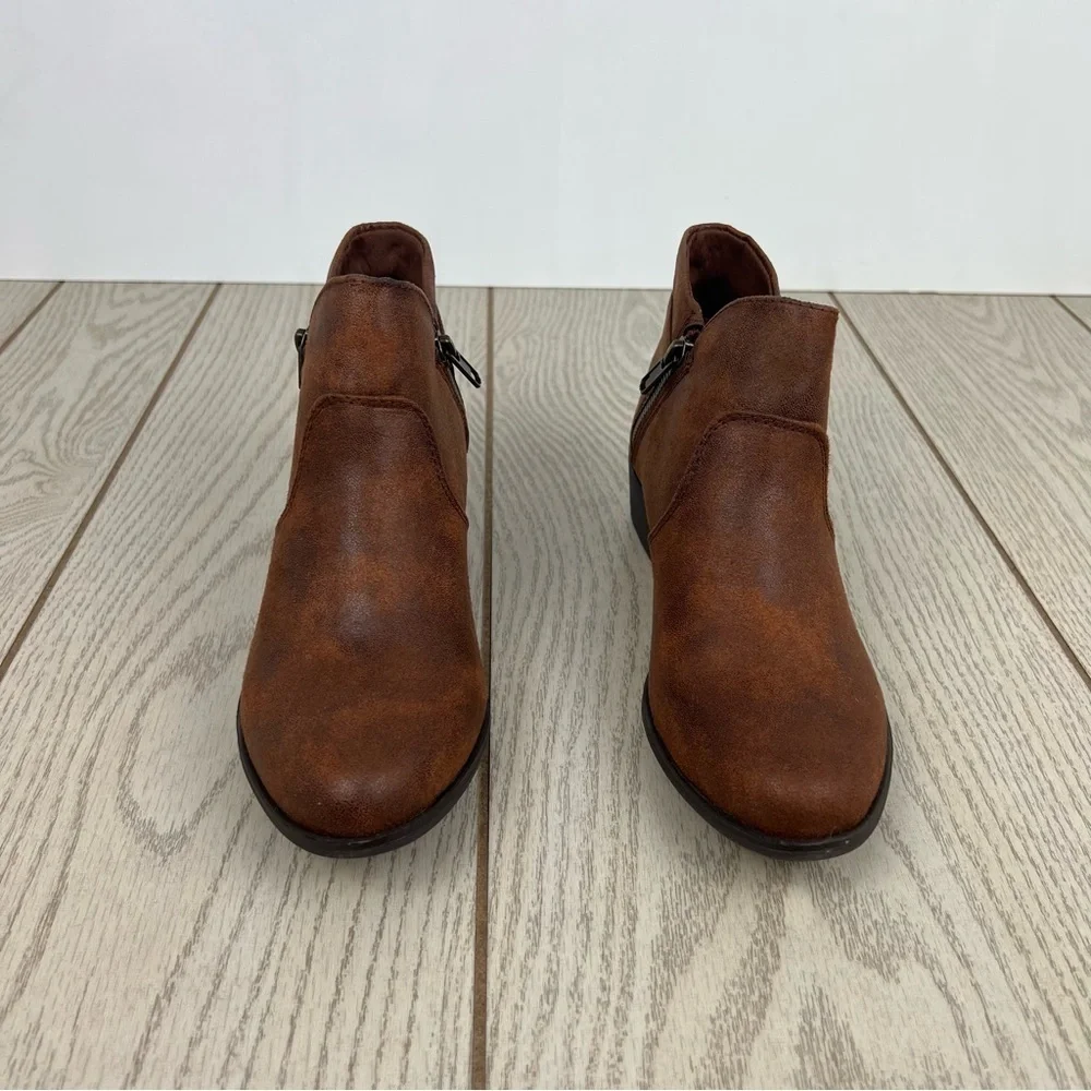 Sun + Stone Women's Adelinee Double Zip Ankle Booties 6.5M Chocolate $70